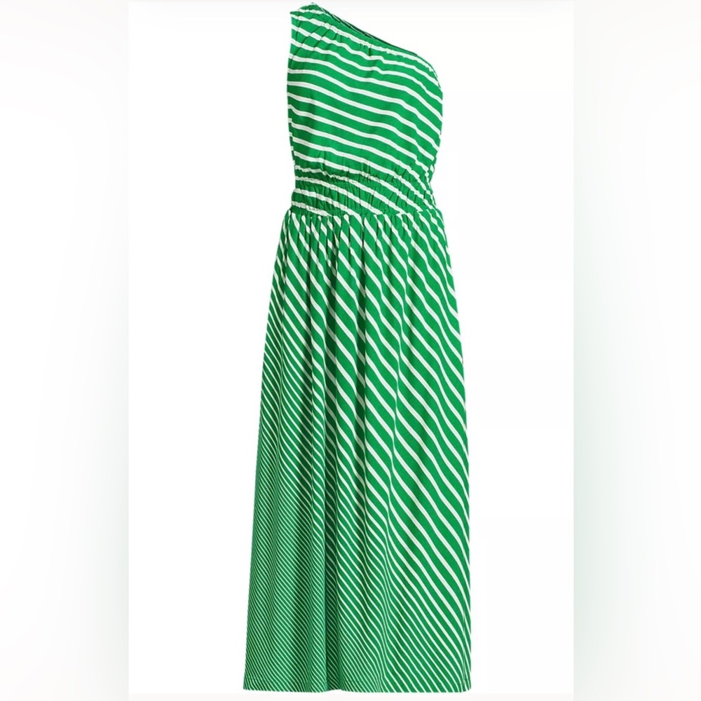 Lands' End Green and White Striped Maxi Dress - 12 Petite